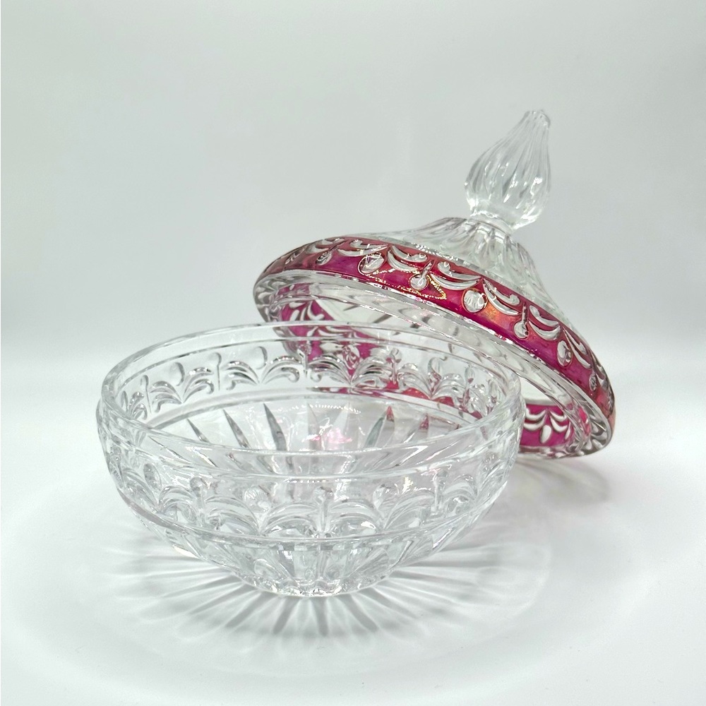 Vintage ruby and crystal covered candy dish - Picture 2 of 5